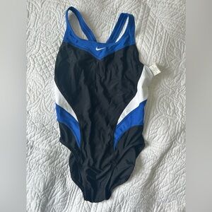 Nike Black Blue and White One-piece Swimsuit
